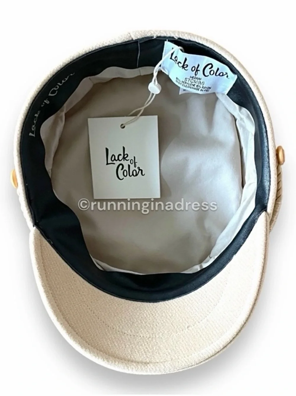 NWT Lack of Color Riviera Cap Cream Gold Anchor Button Baker Boy Hat M 57cm